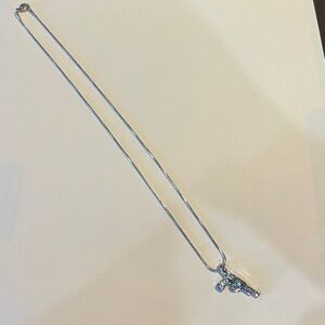 Silver Pistol Pendant with crystals!!